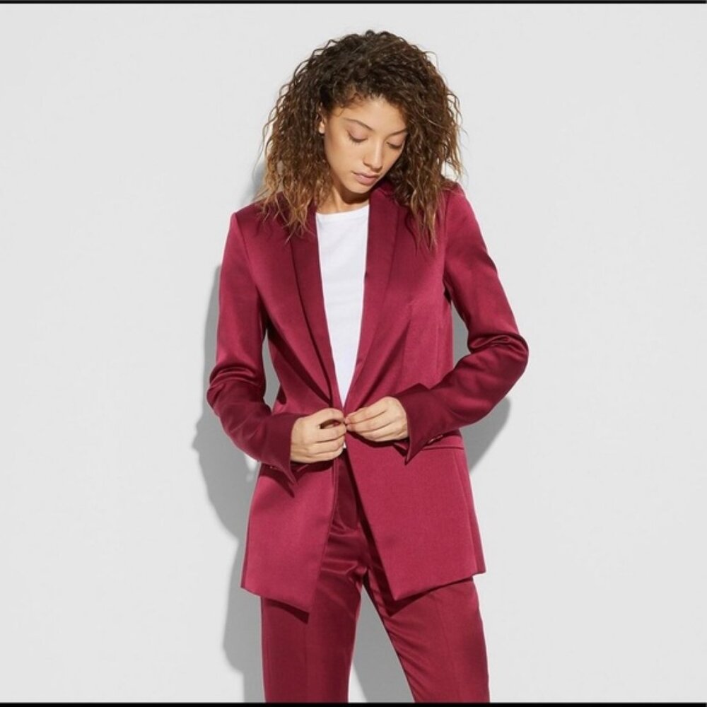 Theory Mullholland Satin BF Blazer in Malbec  |  Size 0  |  NWT